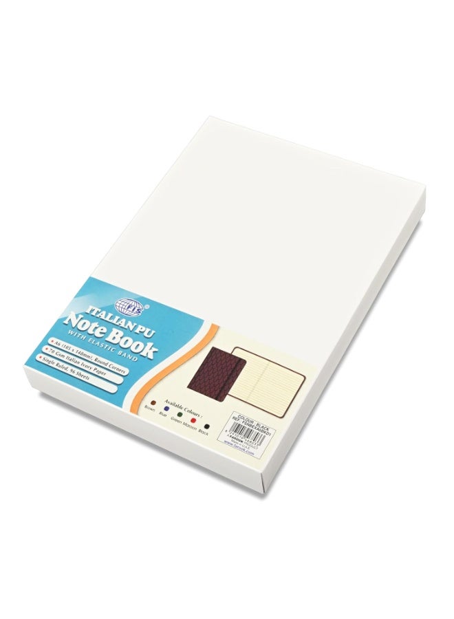 FIS® Executive Notebook, Italian PU Materials, A6 Size(105x148mm,) Round Corners, 96 Sheets, Single Ruled, 70gsm Italian Ivory Paper with Elastic Band Closure, 1 Piece, Black Color-FSNBEXA6BKD1 - Image 2